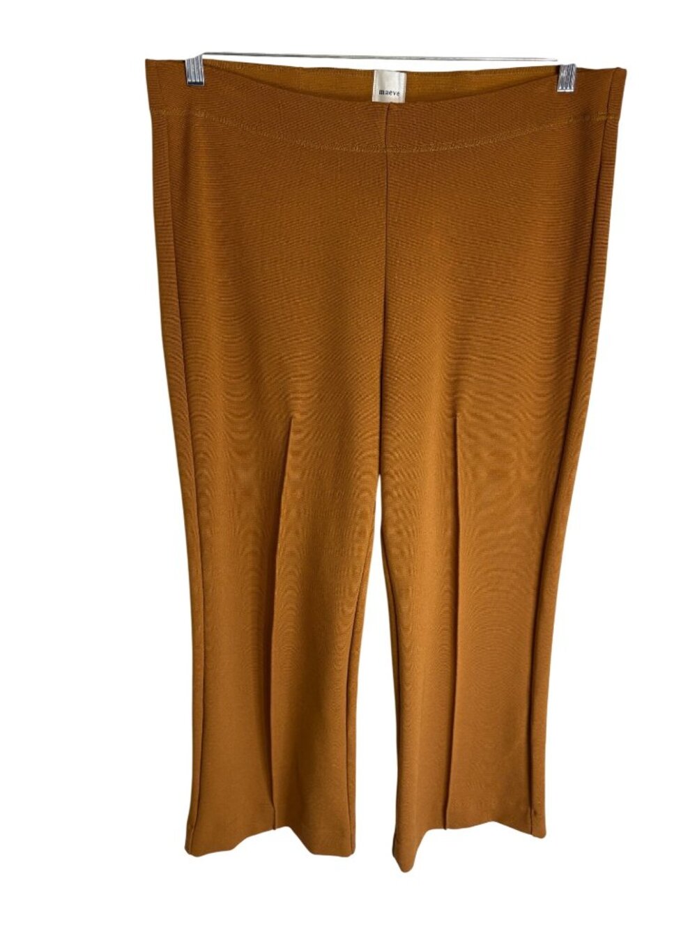 Maeve Mustard Wide-Leg Stretch Pants Nylon Blend-sz XL